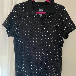 black poka-dot collard shirt